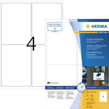 HERMA Folien-Etiketten 99.1 x 139 mm Folie, matt Weiß 160 St. Extra stark haftend Laserdrucker, Farblaserd  