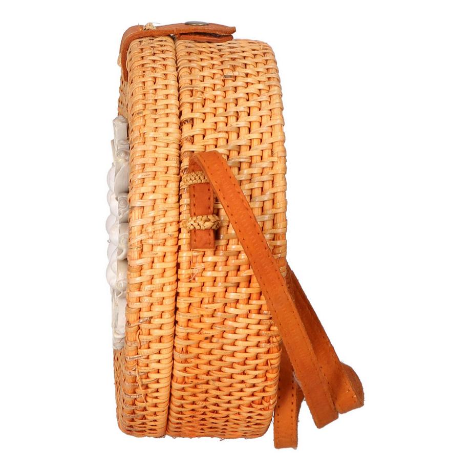 Gave Lux Sac bandoulière rond tressé avec ornement coquillage  