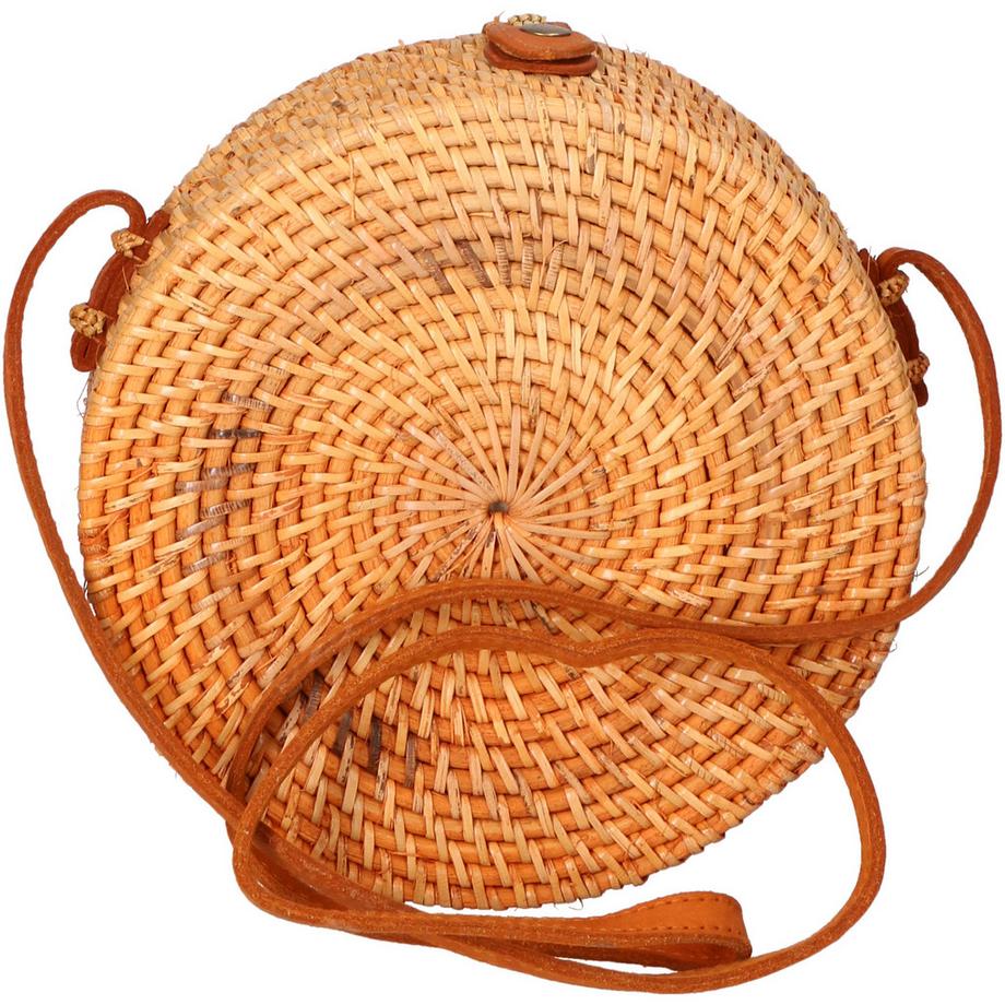 Gave Lux Sac bandoulière rond tressé avec ornement coquillage  