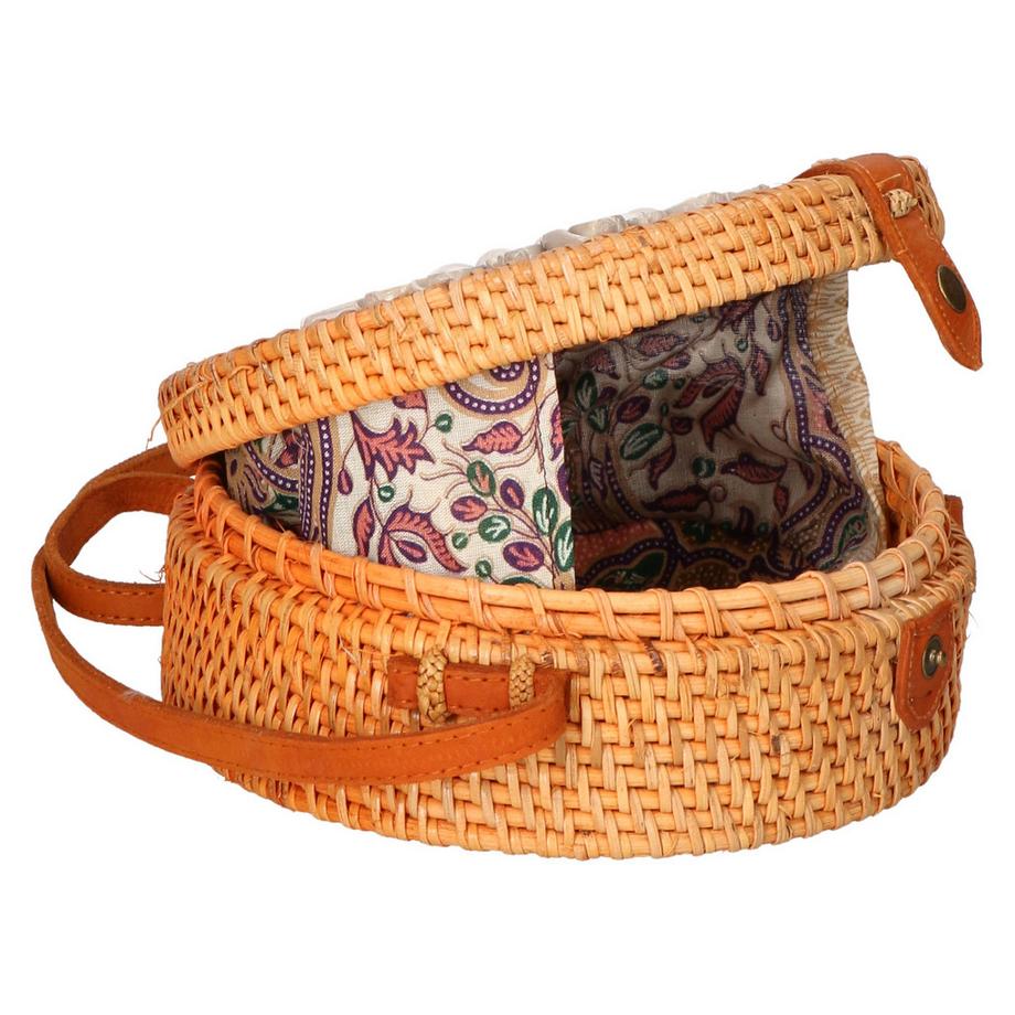 Gave Lux Sac bandoulière rond tressé avec ornement coquillage  