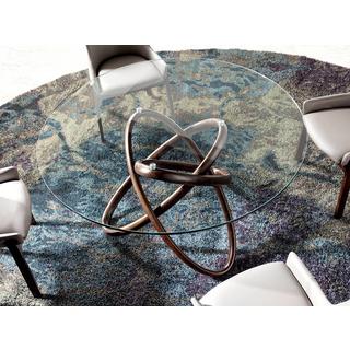 ANGEL CERDA Esstisch runde gehärtetes Glas aus walnussfarbenes Holz  