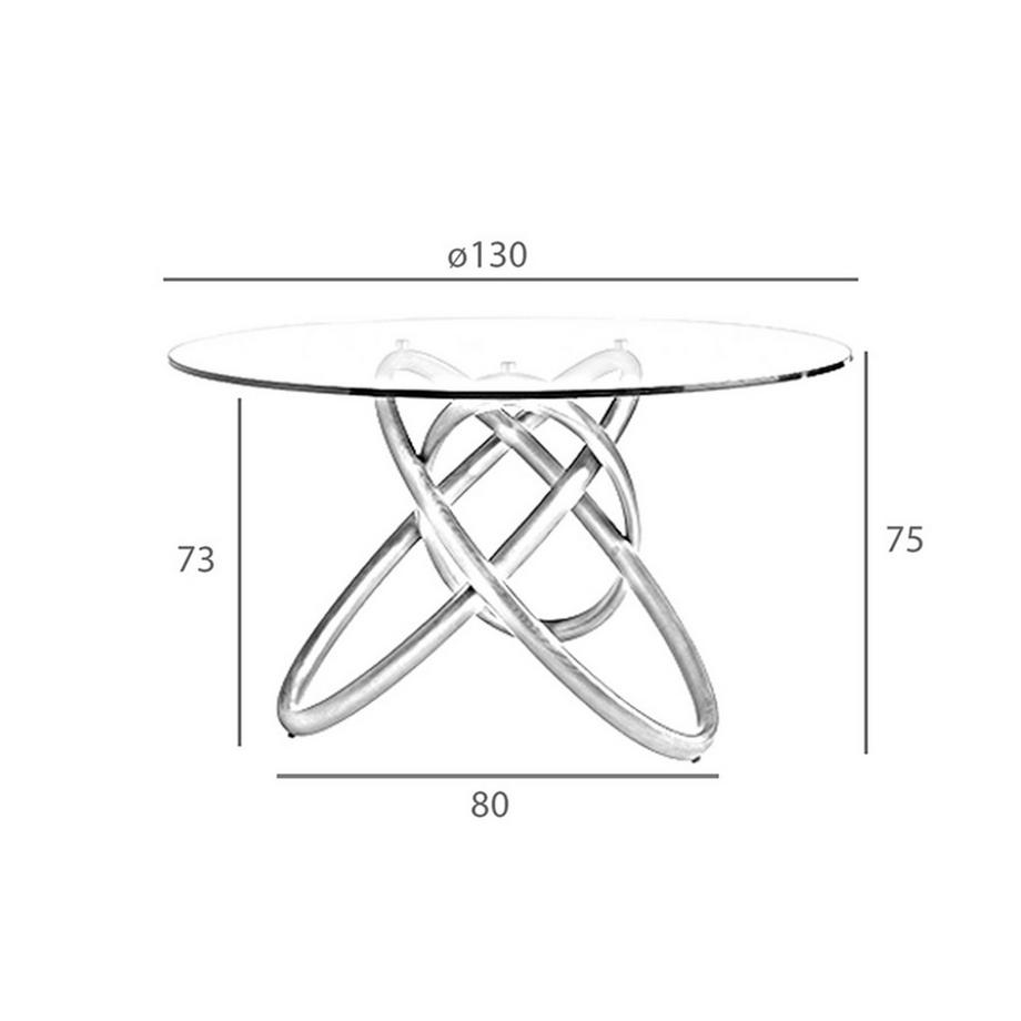 ANGEL CERDA Table à manger ronde verre trempé et noyer  