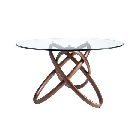 ANGEL CERDA Esstisch runde gehärtetes Glas aus walnussfarbenes Holz  