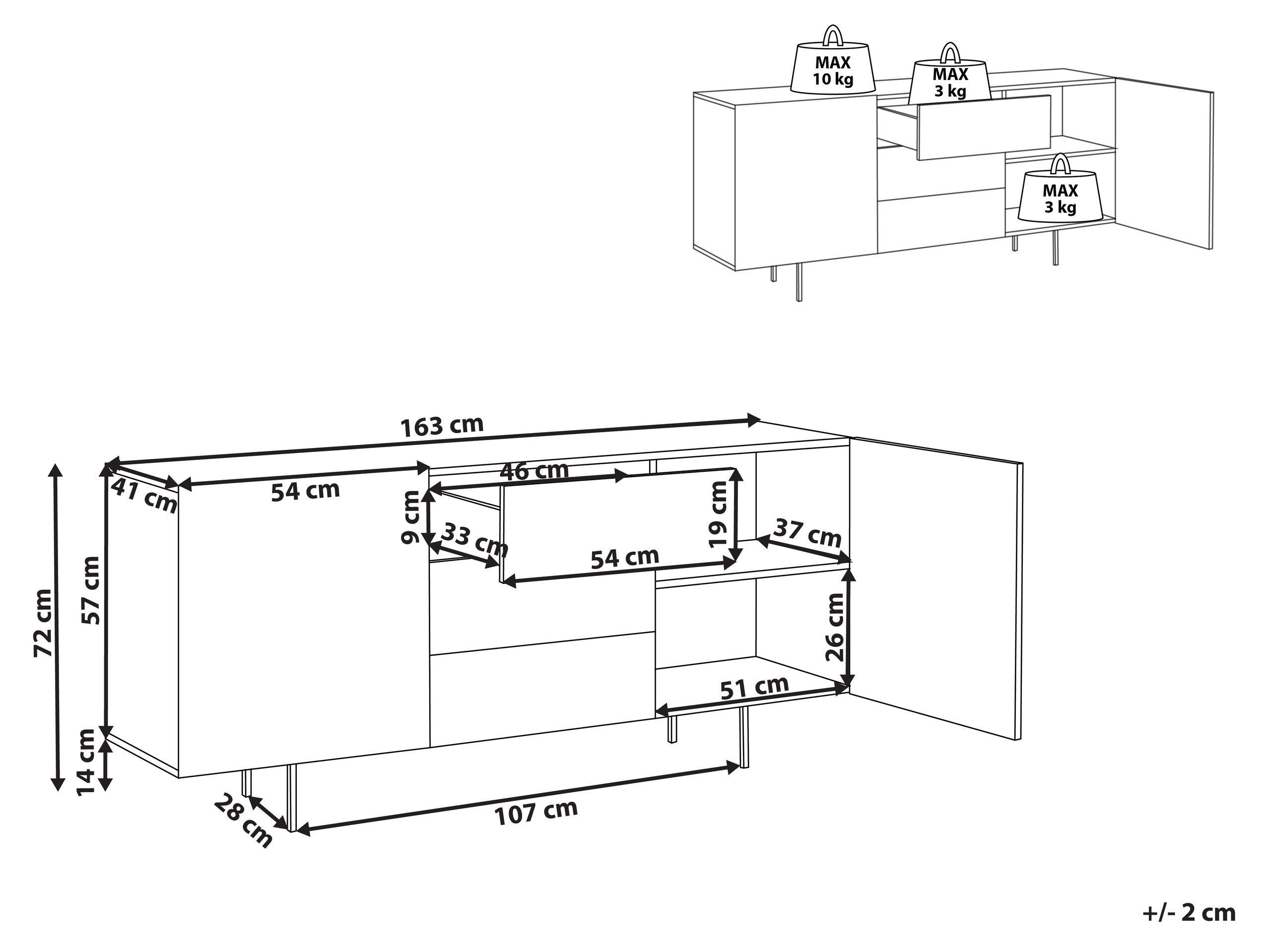 Beliani Sideboard mit 2 Türen aus Faserplatte Skandinavisch KENORA  