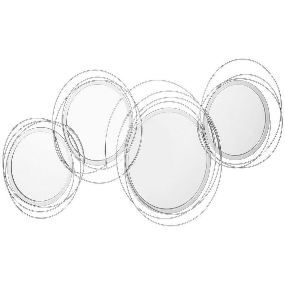 Northio 3er Set Spiegel für Wanddekoration, Wanddekoration mit 4 runden Spiegeln, Wohnzimmerdeko, Wandspiegel, Flurspiegel, Wandkunstwerk für Wohnzimmer, Schlafzimmer, Metall, Silber  