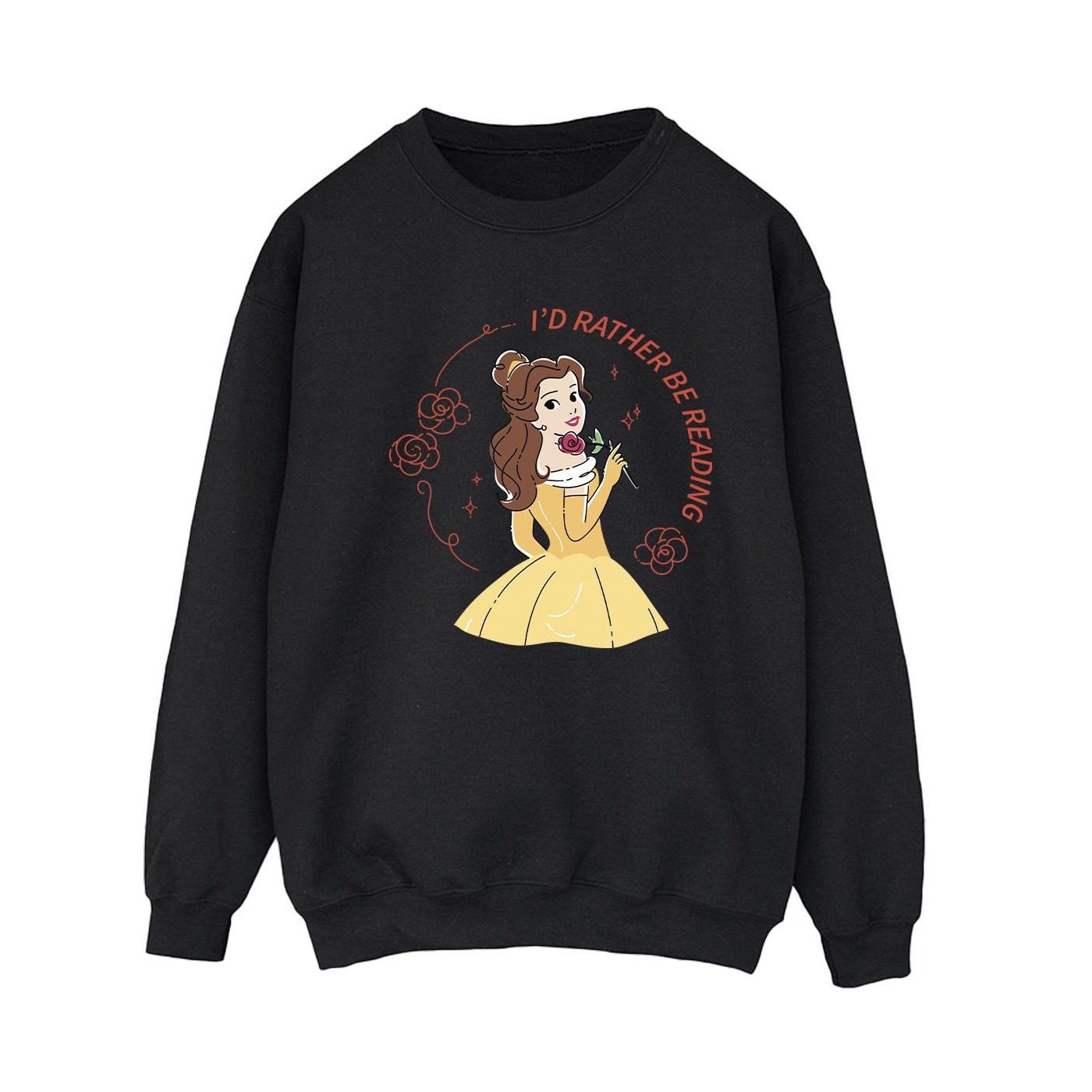 Image of Beauty And The Beast I'd Rather Be Reading Sweatshirt Damen Schwarz XL