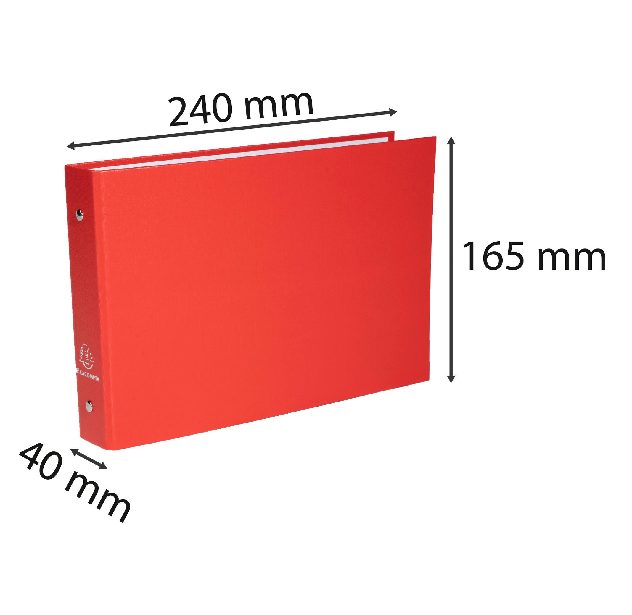 Exacompta Raccoglitore foderato polipropilene, fornito con intercalare 4 tasti neutri 14,8x21cm- 2 anelli tondi 25 mm passo 80mm - Dorso 40mm - F.to esterno 16,5x24cm per archiviare 12,5x20cm e 14 ,8x21cm - x 10  