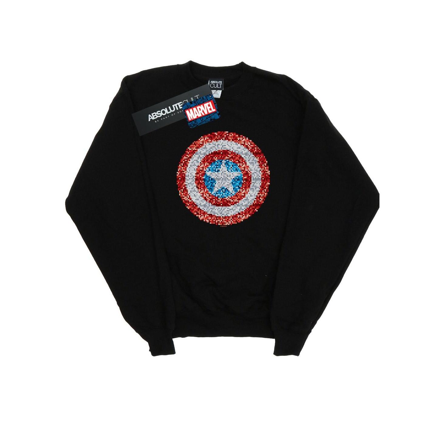 Image of Captain America Pixelated Shield Sweatshirt Damen Schwarz L