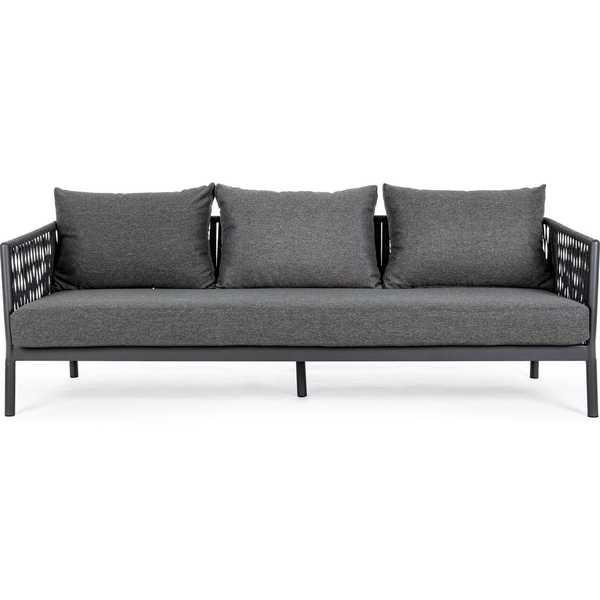 mutoni Gartensofa Florencia Dreisitzer mit Kissen anthrazit  