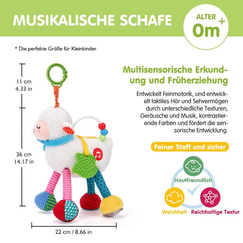 Activity-board  Babyspielzeug Musik Plüschschaf, BPA-freier Beißring für Babyspielzeug 