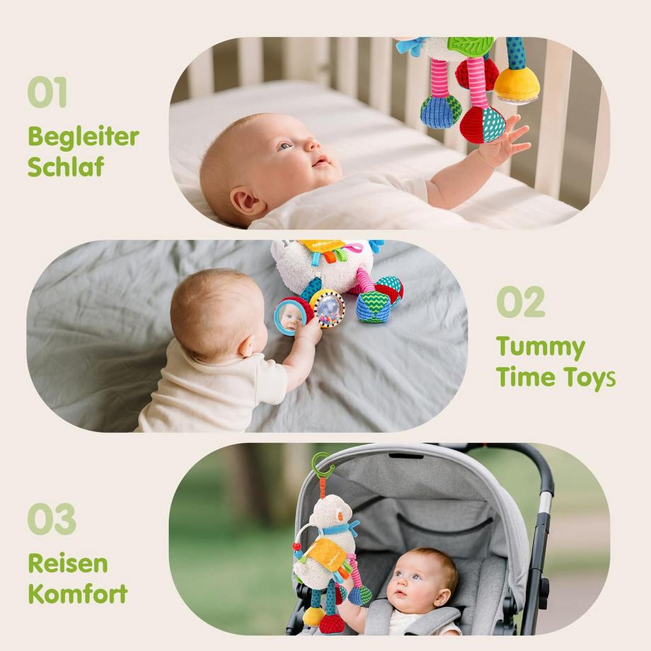 Activity-board  Babyspielzeug Musik Plüschschaf, BPA-freier Beißring für Babyspielzeug 