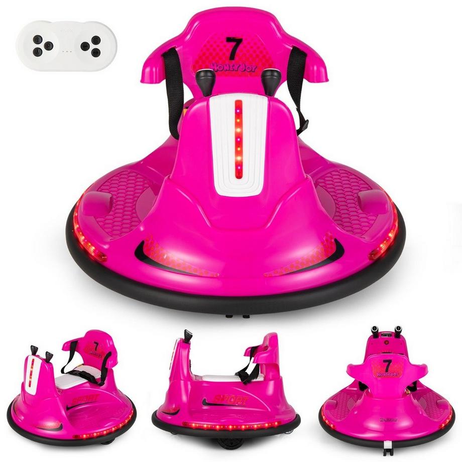 Northix  6V Kinder Autoscooter 360 Grad Drehung mit Musik & bunten LED Lichtern Rosa 