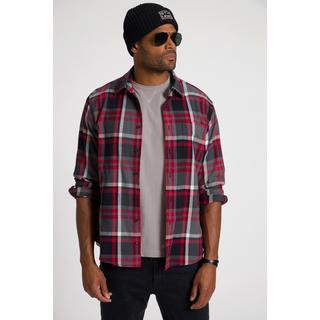 Sthuge  Chemise à carreaux STHUGE, manches longues, flanelle, coupe Modern Fit, col Kent, imprimé dans le dos, jusqu'au 8 XL 