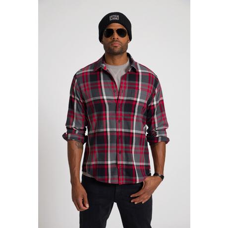 Sthuge  Chemise à carreaux STHUGE, manches longues, flanelle, coupe Modern Fit, col Kent, imprimé dans le dos, jusqu'au 8 XL 