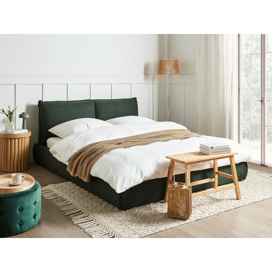 Beliani Lit avec sommier en Tissu  VINAY  