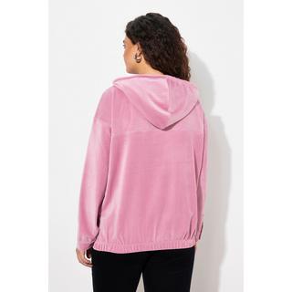 Ulla Popken  Maglia dal taglio oversize in velluto a coste con cappuccio, maniche lunghe e orlo elastico 