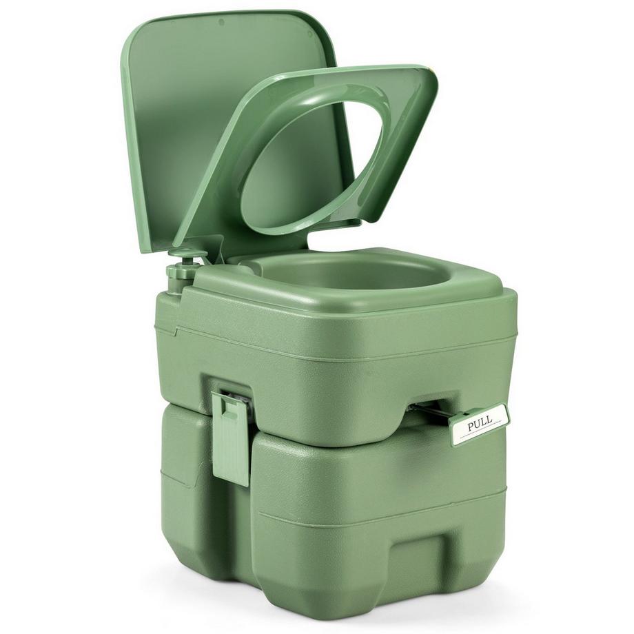 Northio  Campingtoilette 20L + 12L Tragbares Campingklo mit abnehmbarem Abwassertank Reisetoilette Grau und Grün-grün 