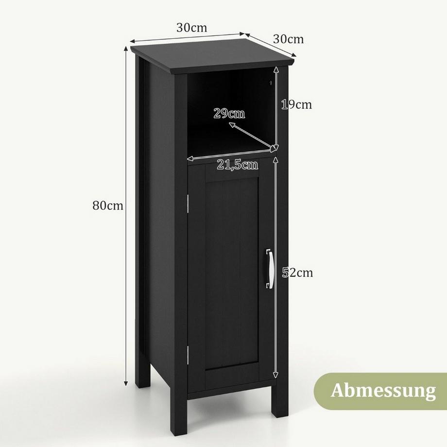 B2X Meuble de salle de bain meuble de salle de bain avec compartiment ouvert meuble de rangement latéral 30 x 30 x 80 cm noir  