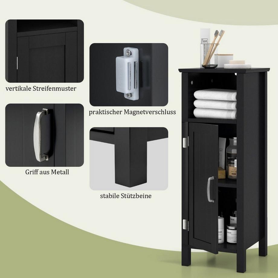 B2X Meuble de salle de bain meuble de salle de bain avec compartiment ouvert meuble de rangement latéral 30 x 30 x 80 cm noir  