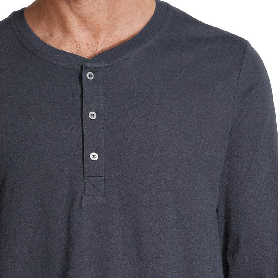 Schiesser Night & Home Pigiama Henley Maniche Lunghe  