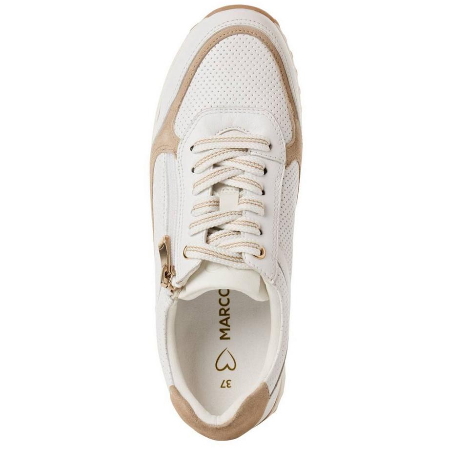 Marco Tozzi Sneaker bianca e beige con pannelli perforati  
