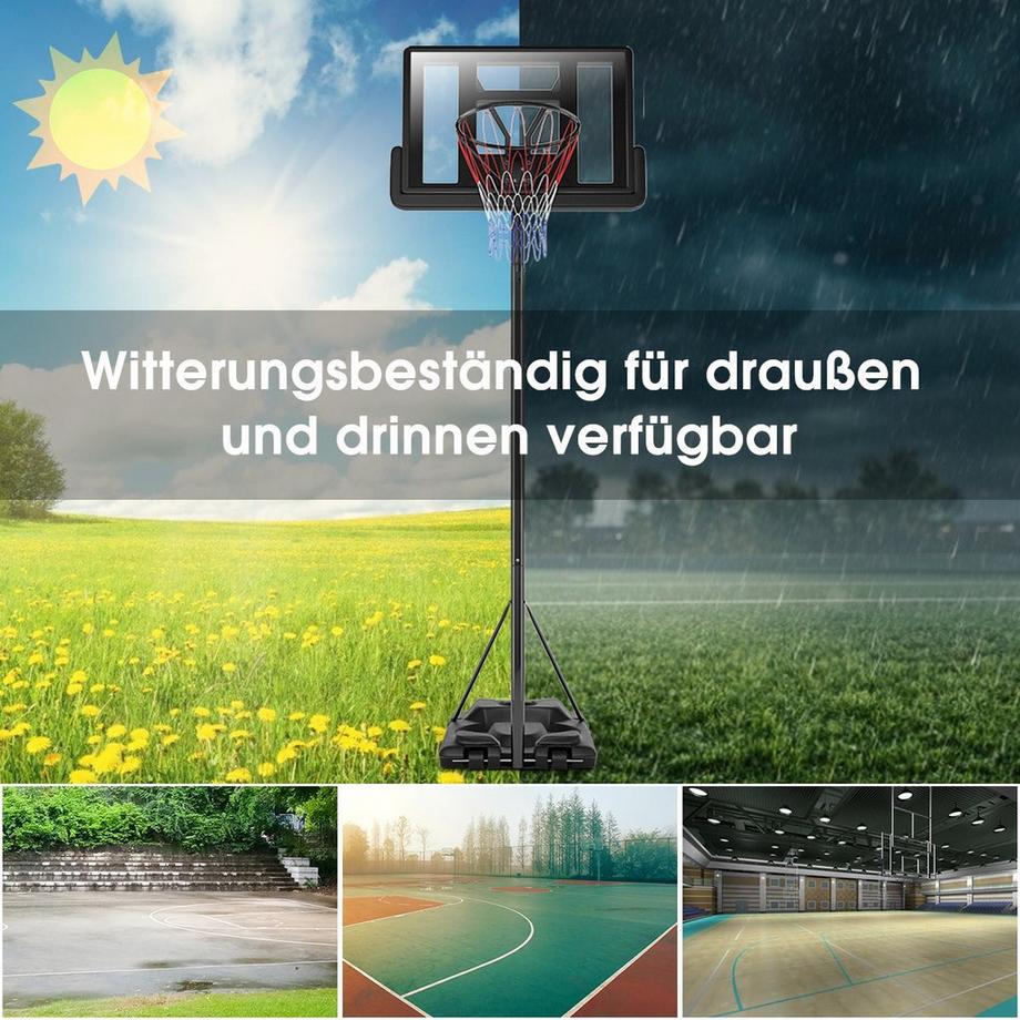 Northix  Support de basket-ball, panier de basket réglable en hauteur de 180 à 305 cm avec support et système de panier à 2 roues pour enfants 