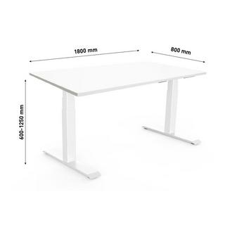 Contini Table de bureau réglable en hauteur 1.8x0.8m blanc / piétement blanc RAL9016  