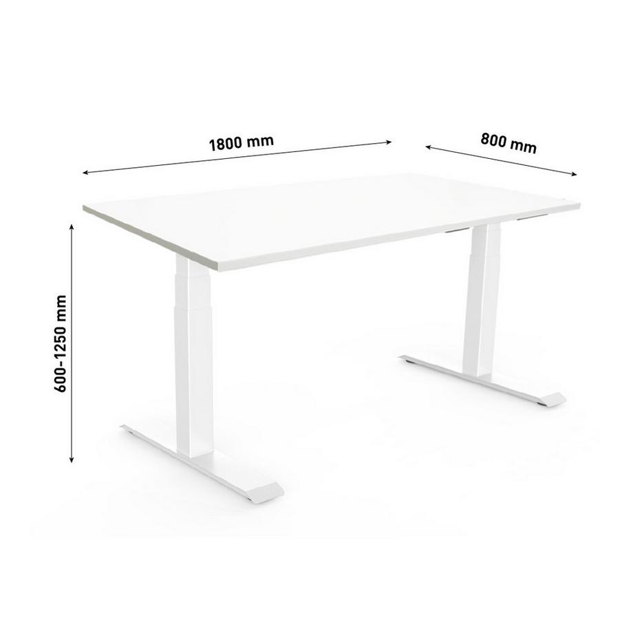 Contini Höhenverstellbarer Bürotisch 1.8x0.8m weiss / Gestell weiss RAL9016  