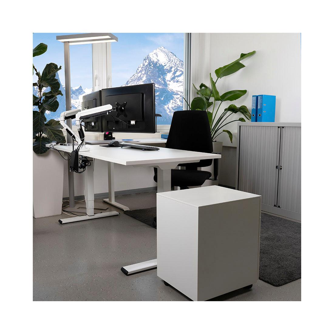 Contini Höhenverstellbarer Bürotisch 1.8x0.8m weiss / Gestell weiss RAL9016  