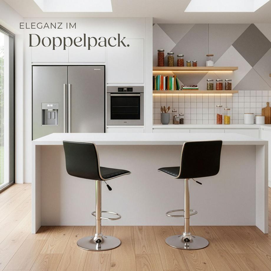 Tectake Lot de 2 tabourets de bar JOHANNES rembourré avec un dossier  