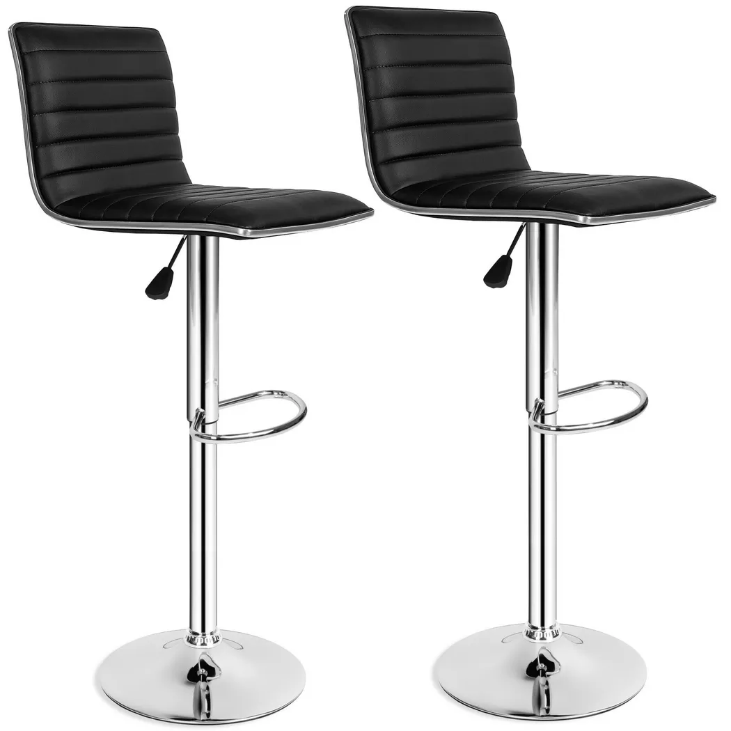 Tectake - Set di 2 sgabelli da bar Johannes  Imbottiti con schienale, 2 Stück, Charcoal Black