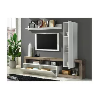 Vente-unique Mur TV SEFRO Avec rangements laqué chêne  