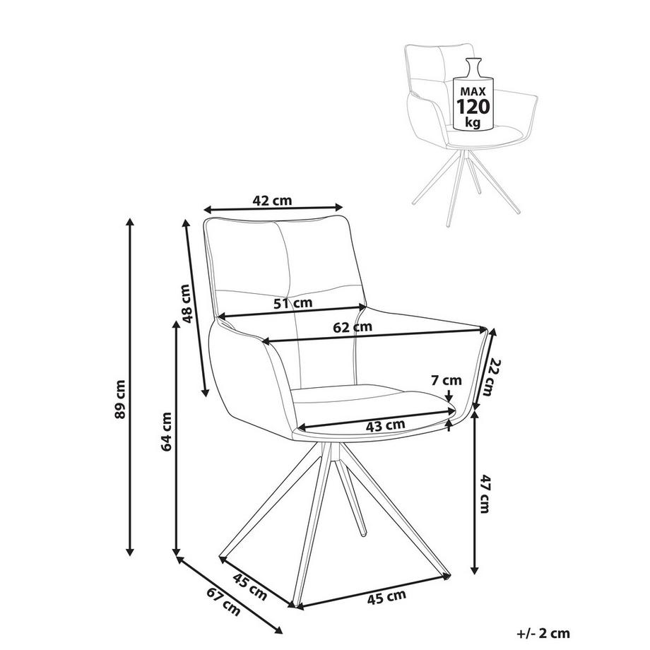 Beliani Chaise de salle à manger en Tissu  CORBIE  