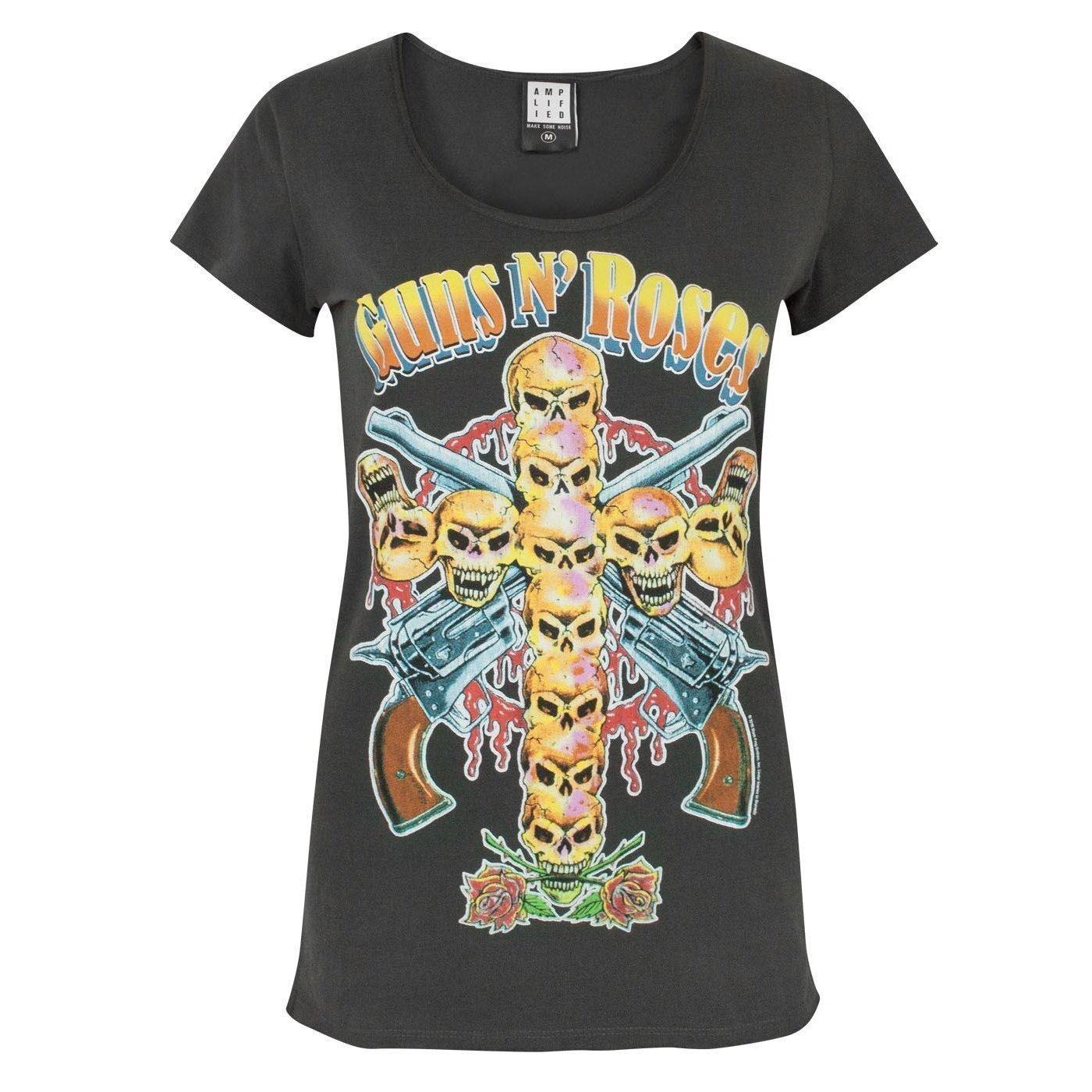Image of Skull Cross Tshirt Damen Charcoal Black XS