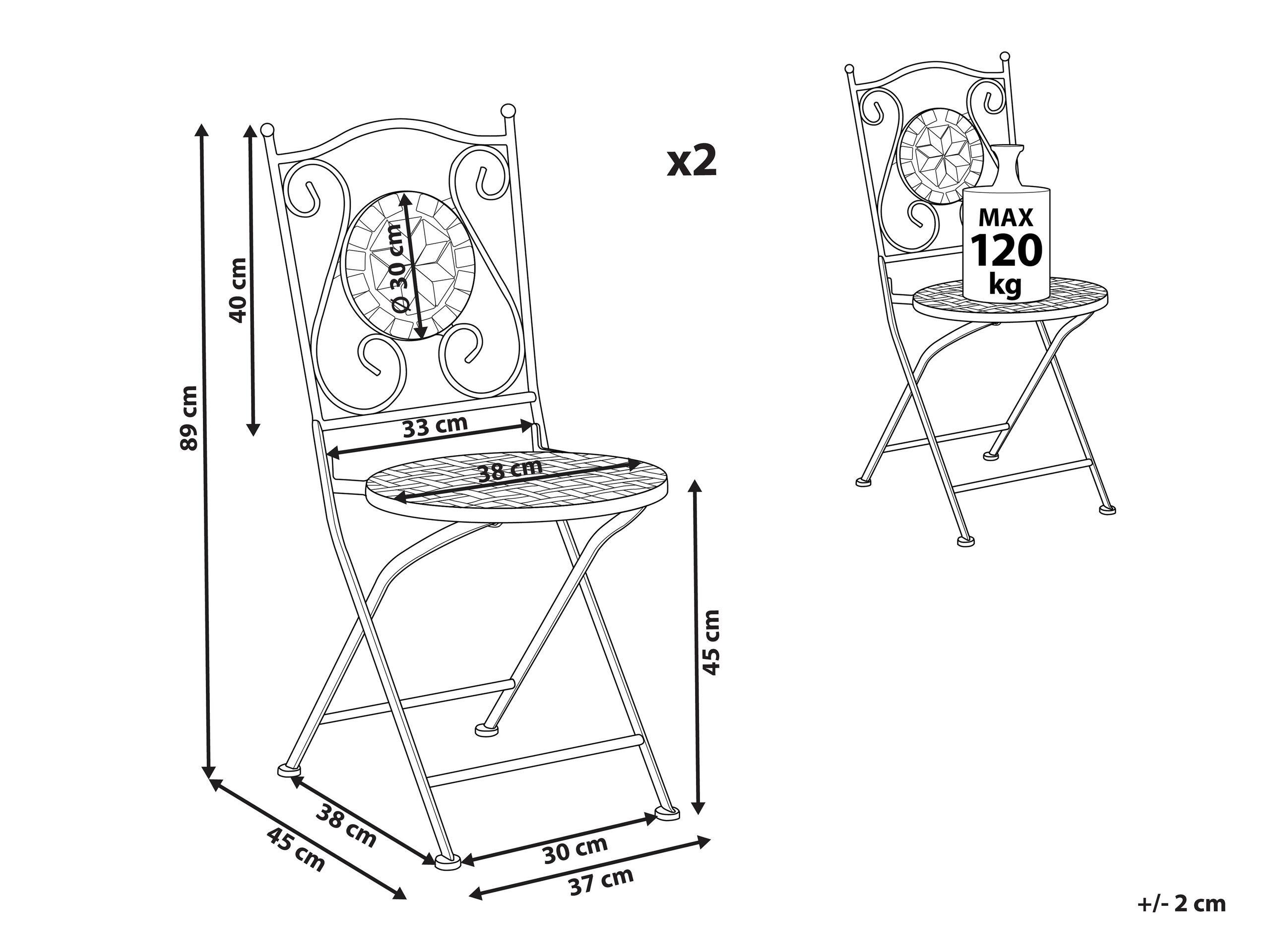 Beliani Lot de 2 chaises en Métal Rétro CARIATI  