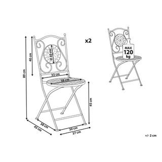 Beliani Lot de 2 chaises en Métal Rétro CARIATI  