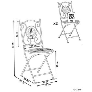 Beliani Lot de 2 chaises de jardin en Métal Rétro CARIATI  