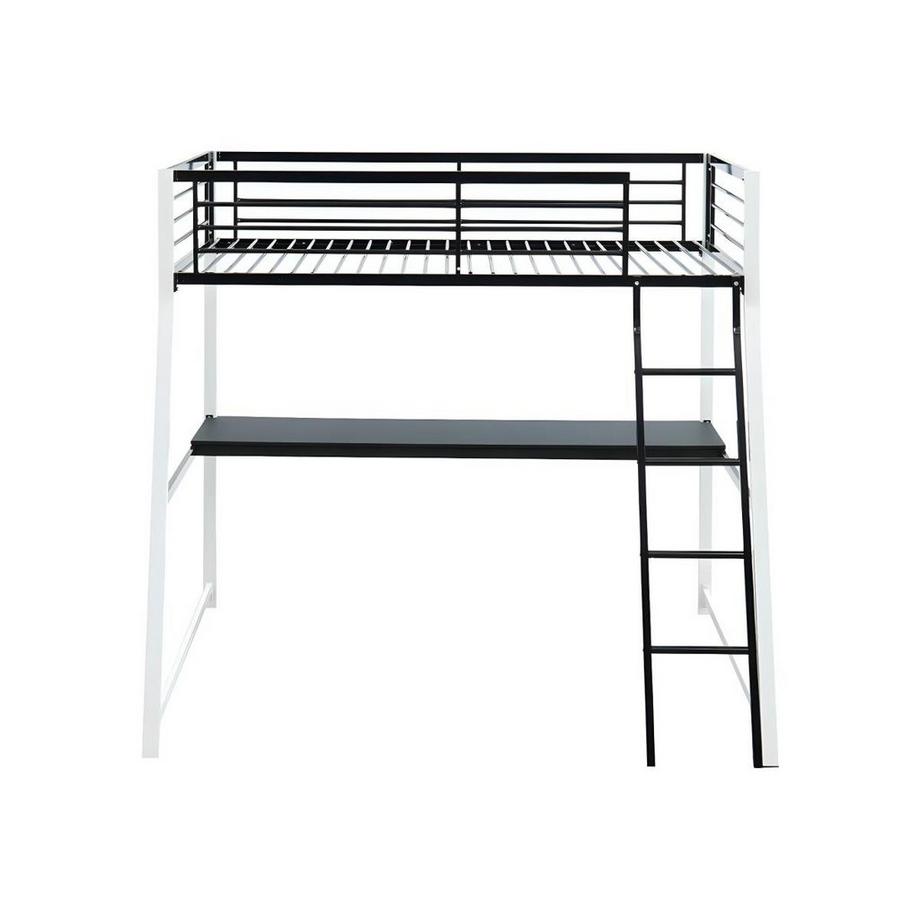 Vente-unique Letto a soppalco con scrivania integrata  Bianco e nero MALICIA  