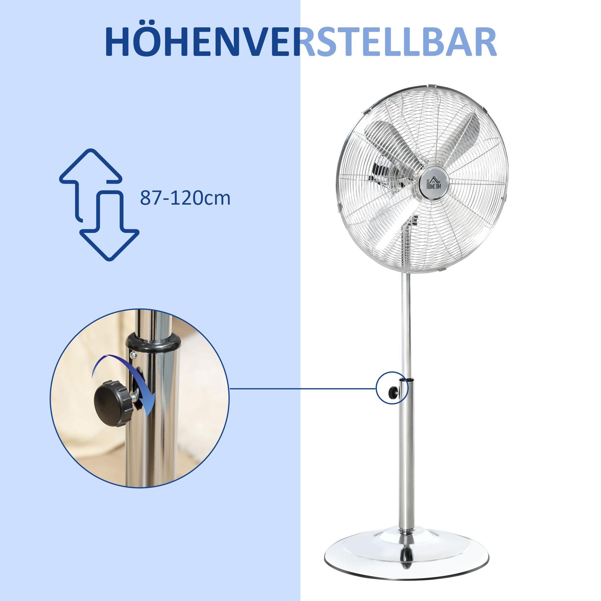 HOMCOM Standventilator, Kühlen, Stahl, Silber  