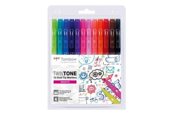 Tombow TOMBOW Fasermaler TwinTone Marker WS-PK-12P-1 Helle F. 12-tlg.  