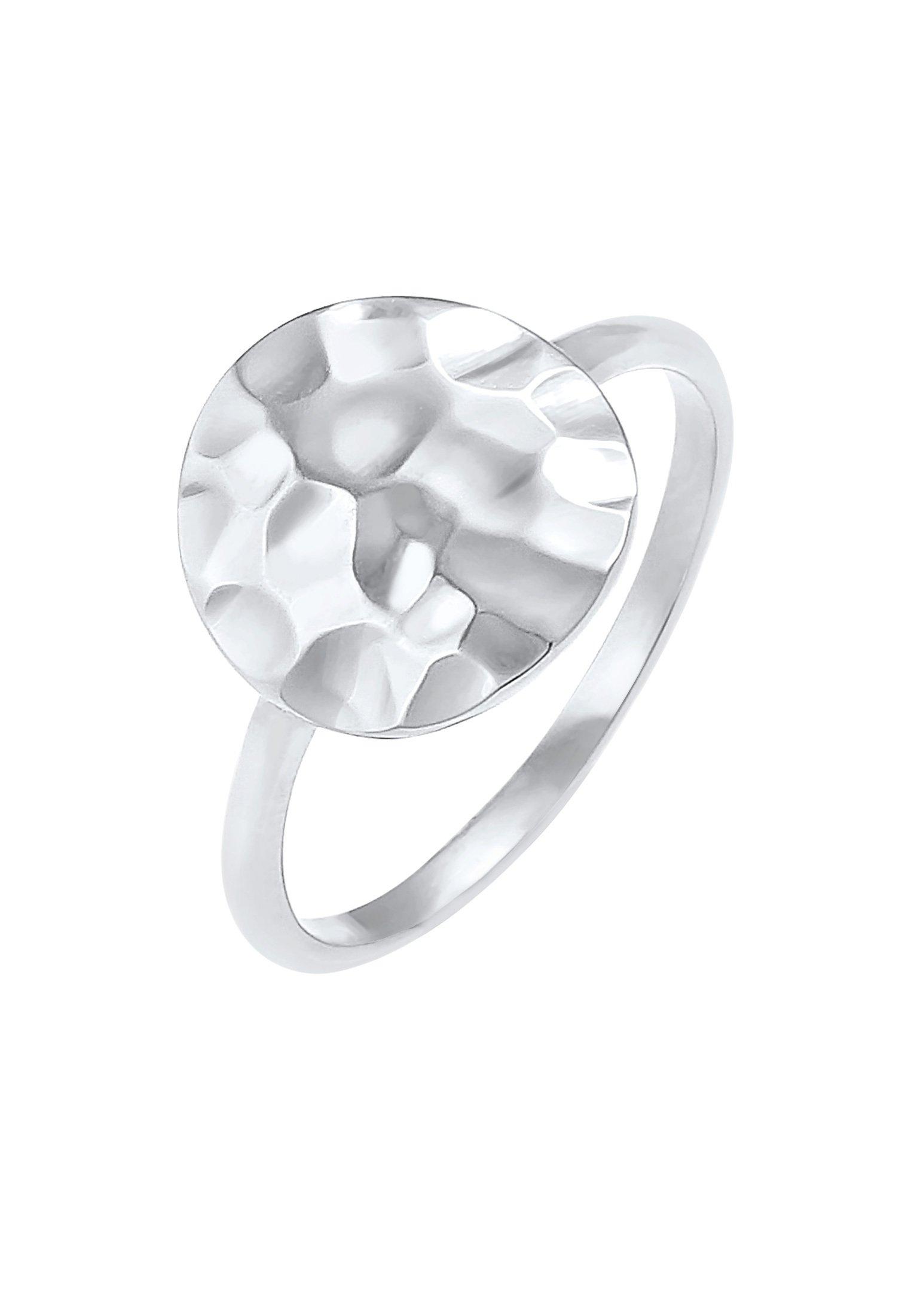 Image of Ring Dot Plättchen Gehämmert Damen Silber 56mm