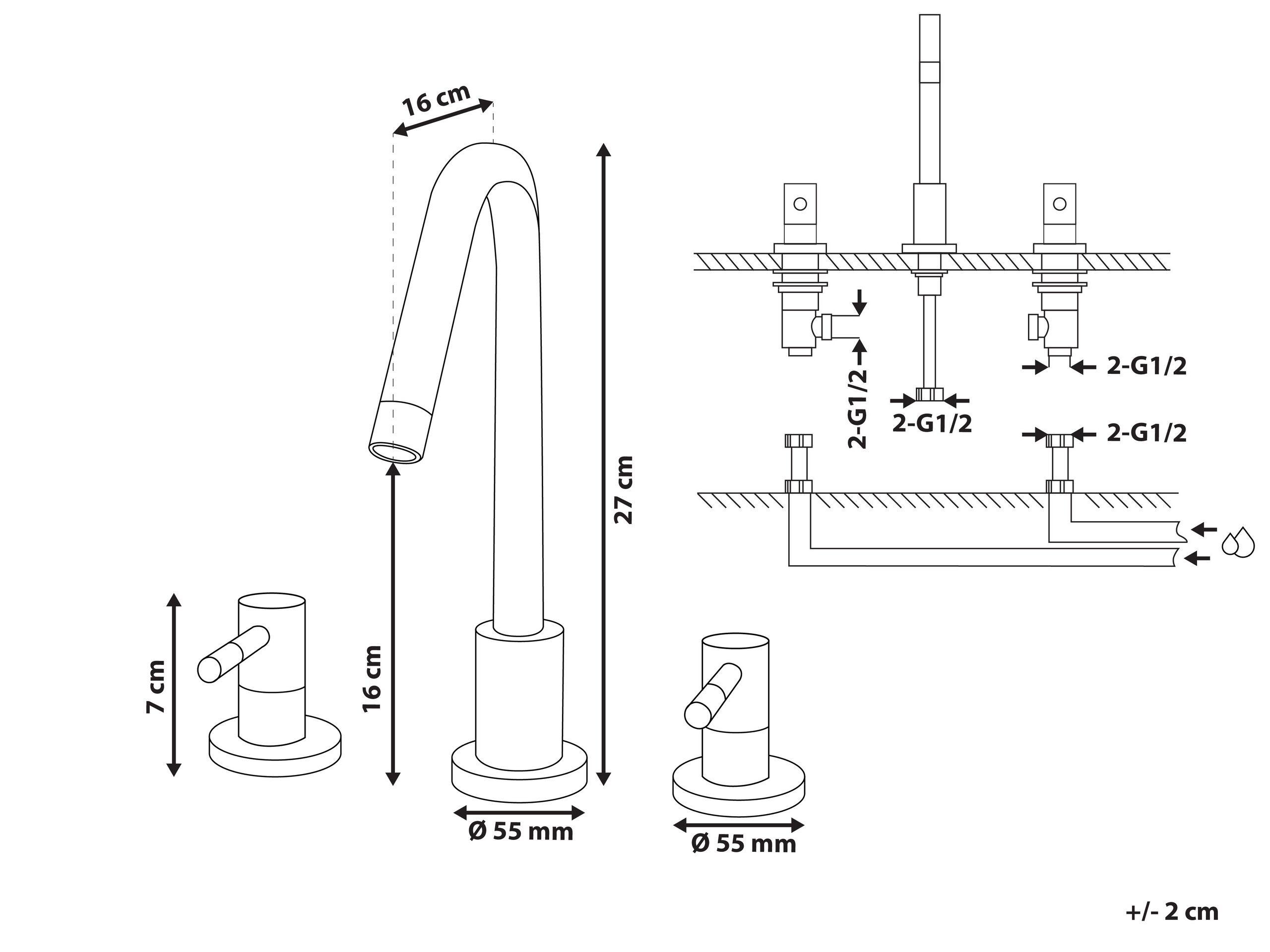 Beliani Rubinetteria per lavabo en Ottone Moderno SIPI  