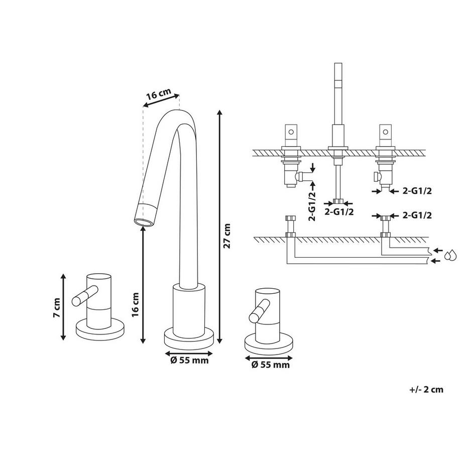 Beliani Robinet de lavabo en Laiton Moderne SIPI  