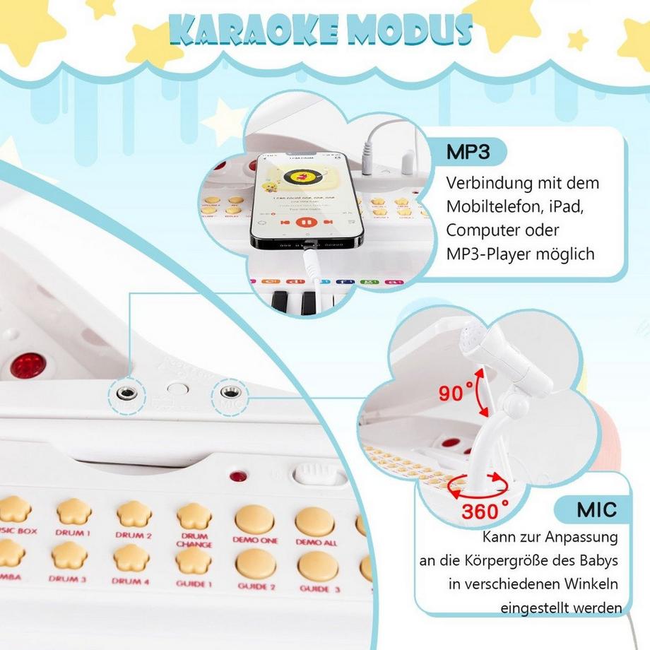 Northix  Clavier électronique pour enfants avec tabouret 