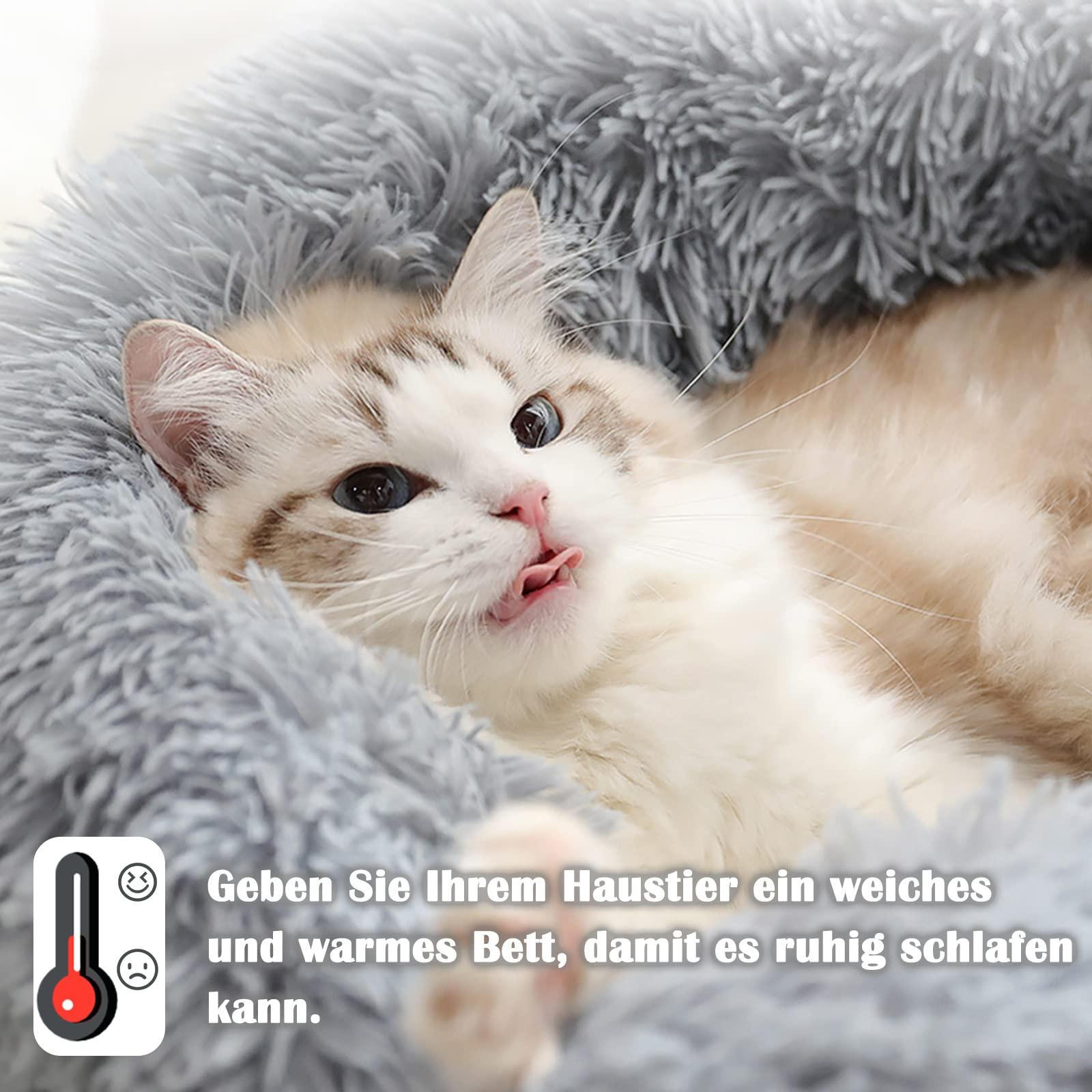 Alopini  Katzenbett Hundebett Flauschig Rund - Donut Kuscheliges Katzenkissen Katzenkorb Waschbar 