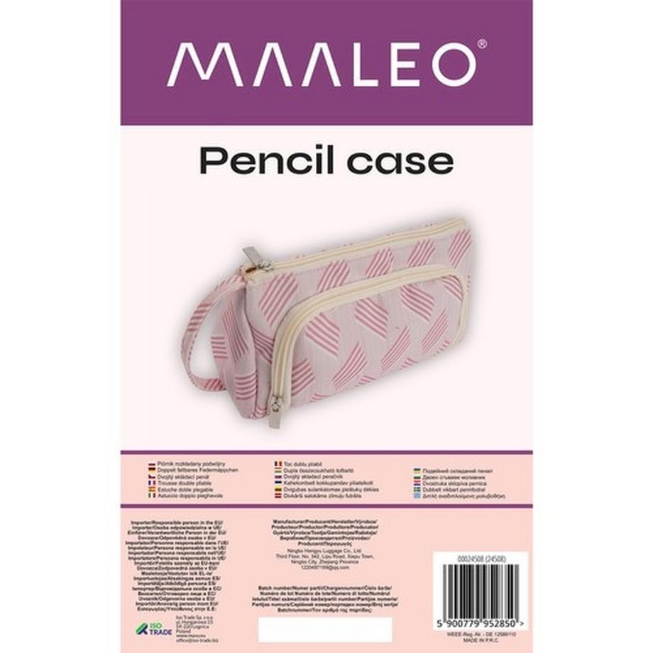 Maaleo  Trousse scolaire pochette pliante à deux compartiments Double rose pour enfants 