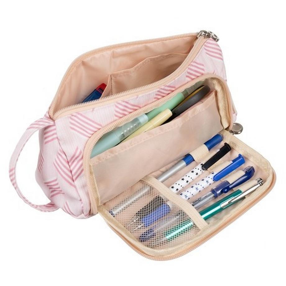 Maaleo  Trousse scolaire pochette pliante à deux compartiments Double rose pour enfants 
