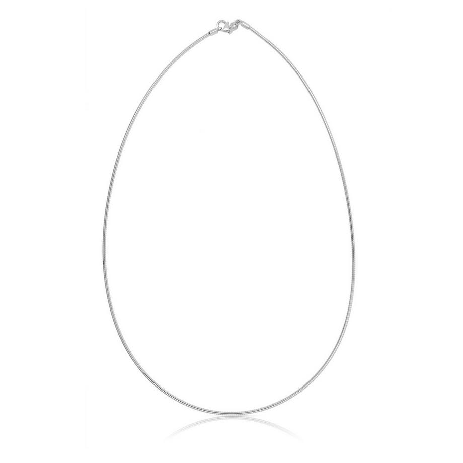 Collier omega en or blanc 750, 1,4mm, 50cm