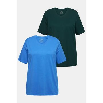 T-Shirts, 2er-Pack, V-Ausschnitt, Halbarm, Biobaumwolle