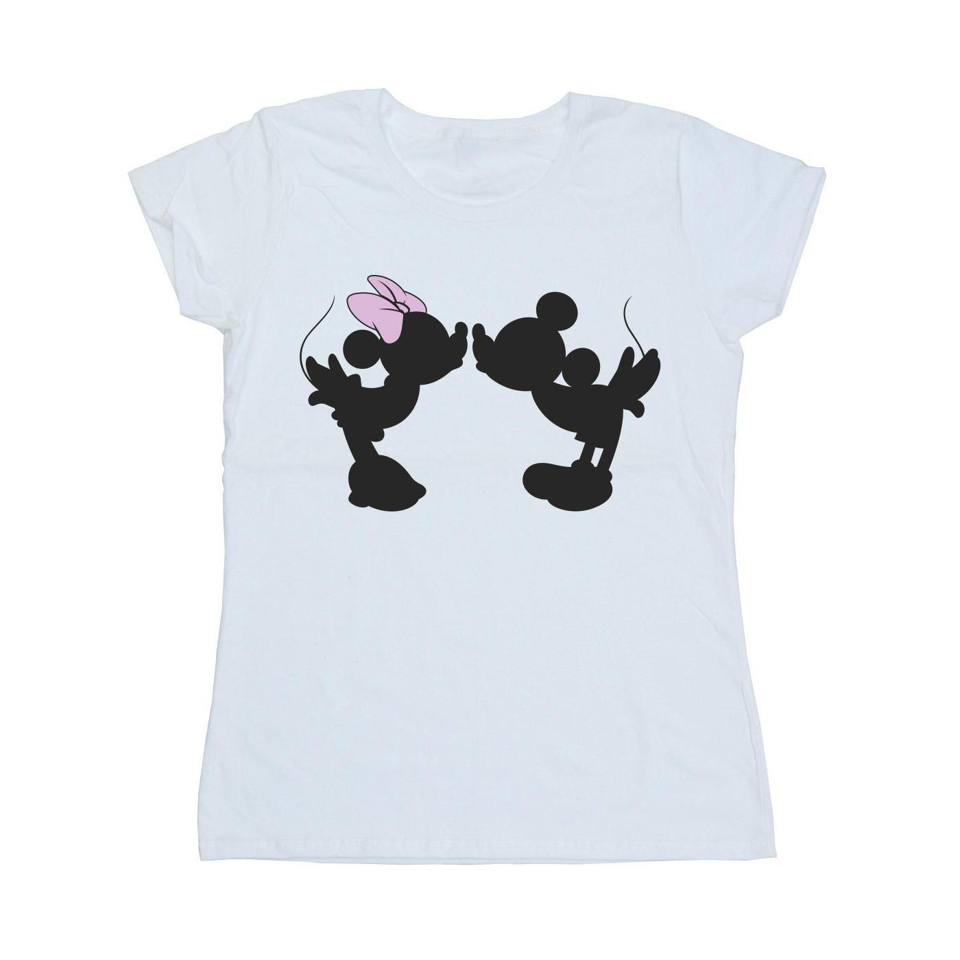 Image of Mickey Minnie Kiss Silhouette Tshirt Damen Weiss S